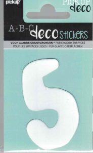 Decocijfer wit 5 70mm.