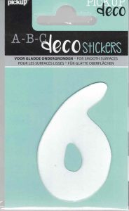 Decocijfer wit 6 70mm.