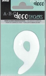Decocijfer wit 9 70mm.